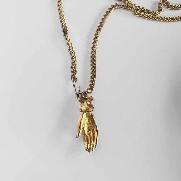 Victorian Gold Hand Pendant Necklace - Picture 3 of 4